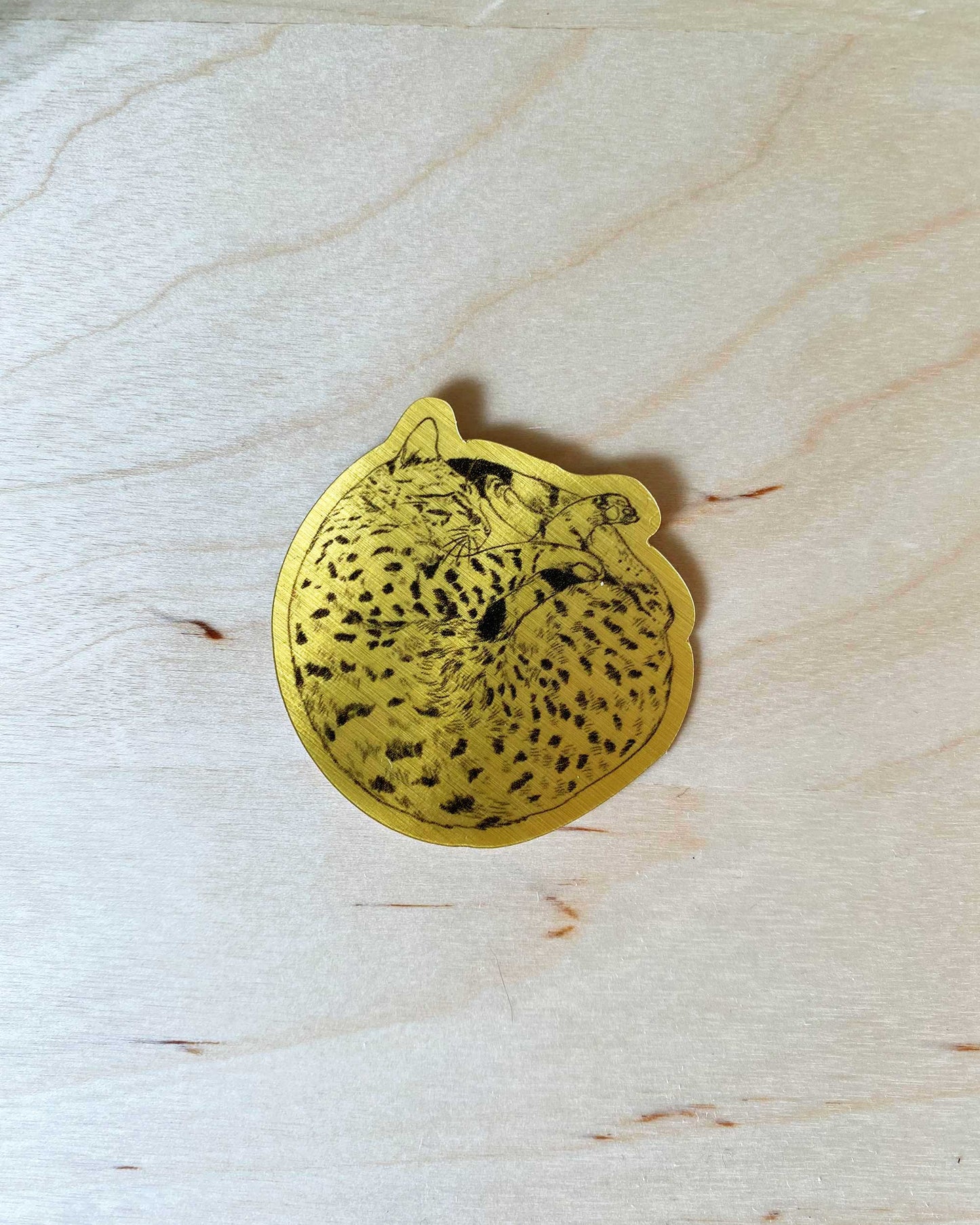 Gold Crescent Cat Sticker