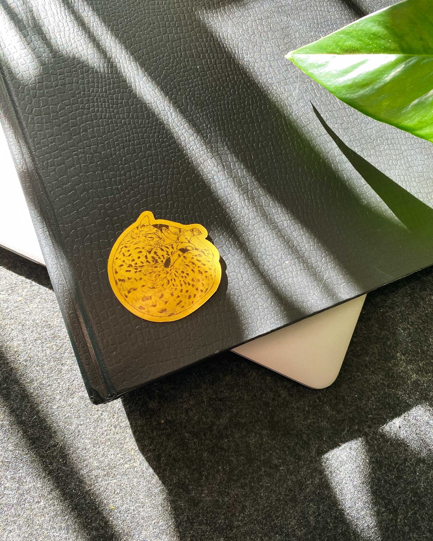 Gold Crescent Cat Sticker