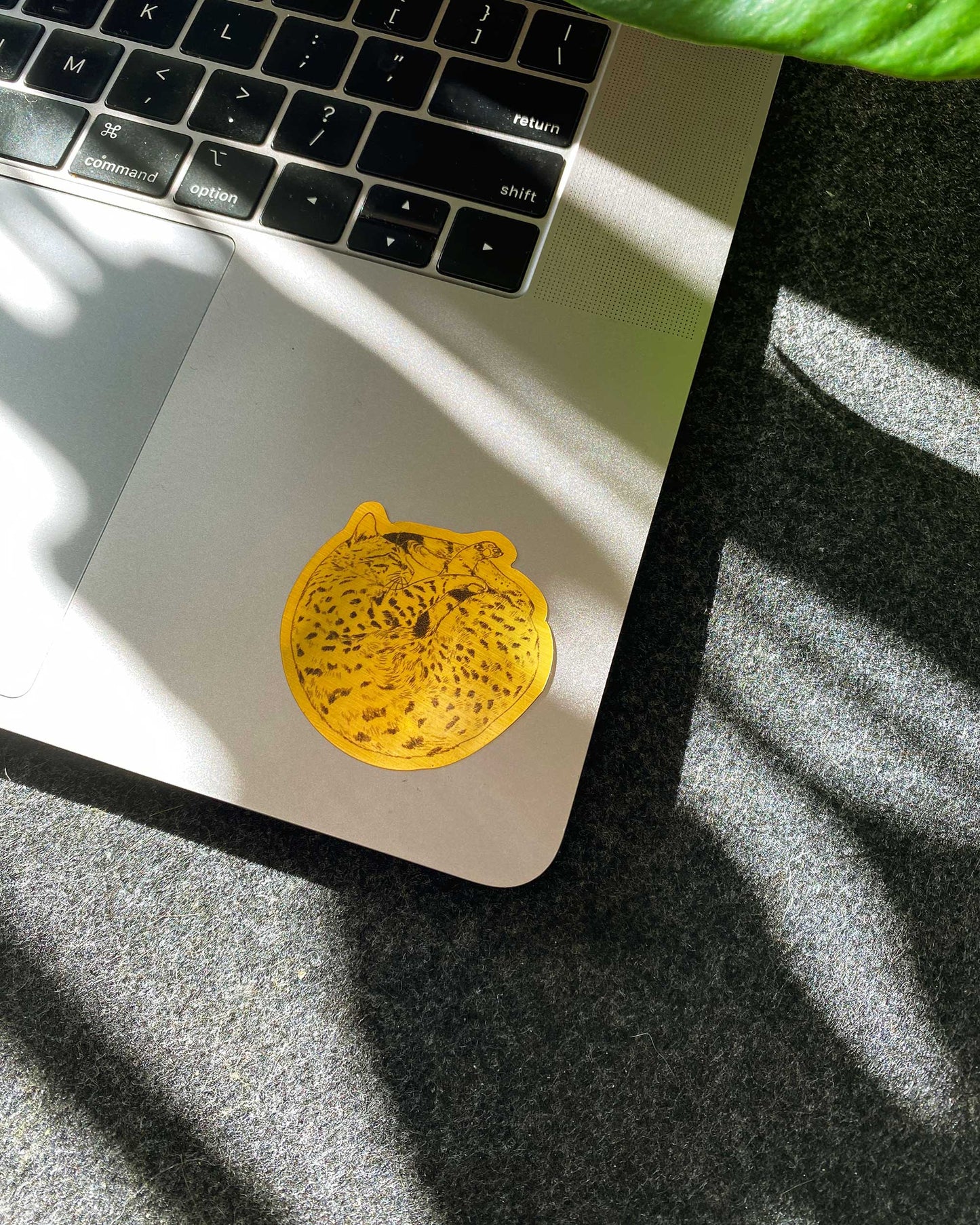 Gold Crescent Cat Sticker