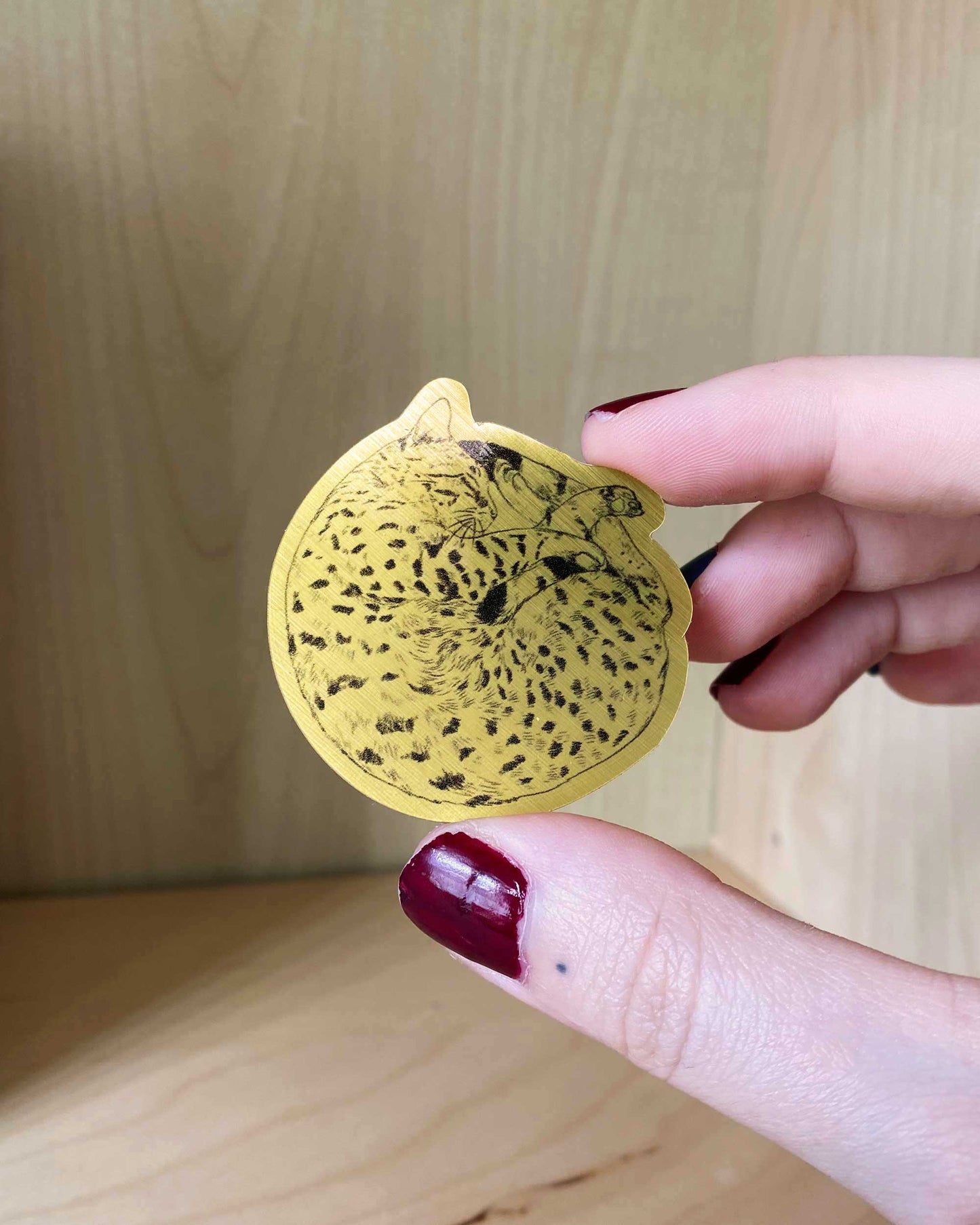 Gold Crescent Cat Sticker